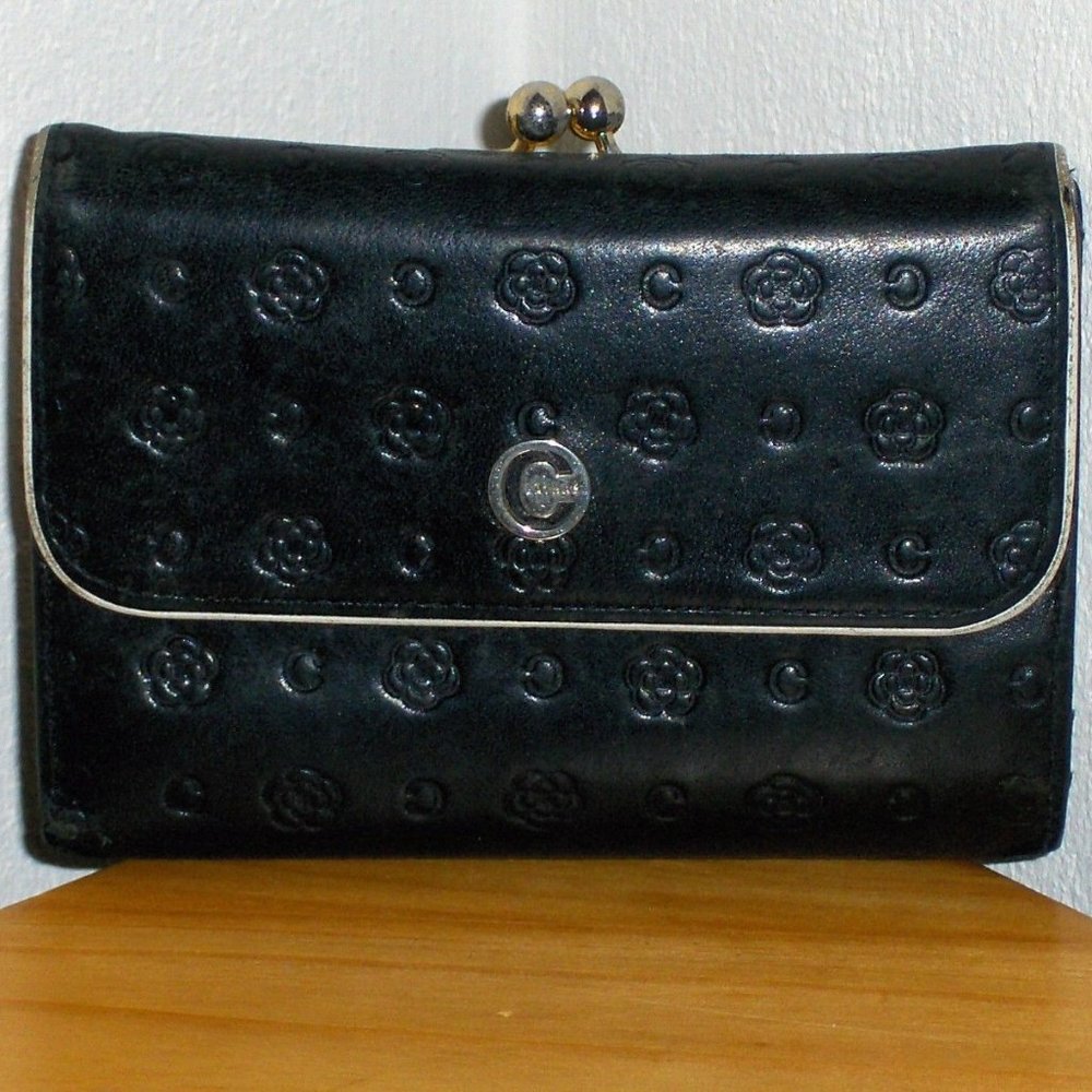 Clathas Women's Clutch Wallet Black Leather Purse